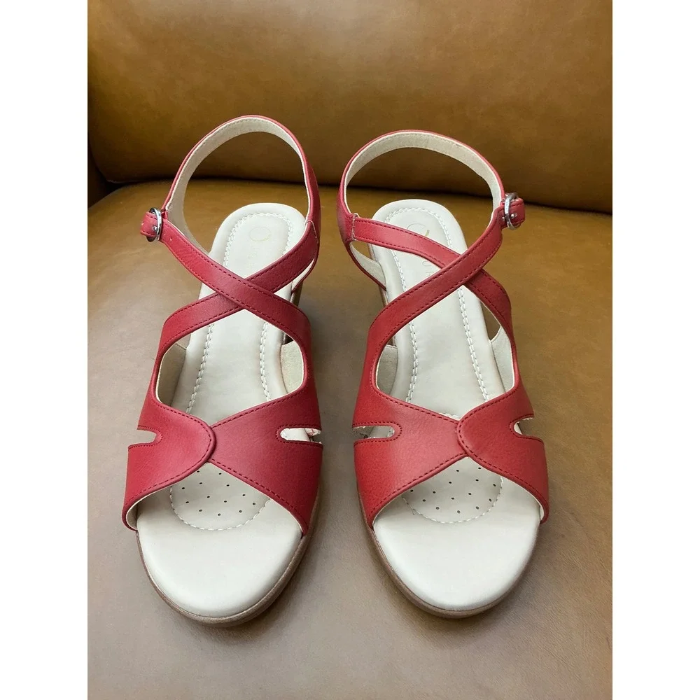 Journee Collection Kedzie II Sandals Womens 8W Red Strappy Wedge